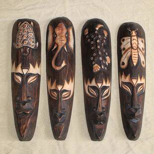 泰工国艺品FJD脸居谱面具木雕欧式墙饰壁挂饰田园饰客厅家装品挂