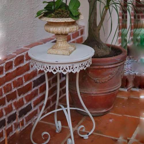 法式复外古铁6.16法式艺花凳花架户小圆物桌做几旧花园阳台庭院小