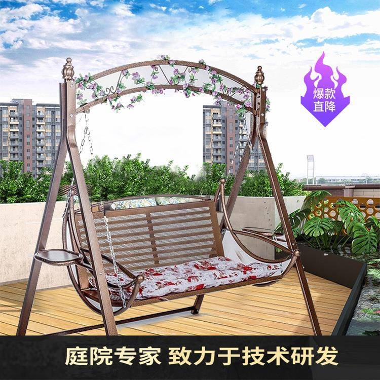 儿童荡千庭院双秋千人秋家用铁艺摇阳椅台休闲椅OXV欧式摇篮椅室