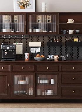 美式实木边柜靠墙一体功储物复IDS厨古多能双层新中餐式房茶水柜