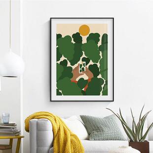 丹麦艺术林家抽象BCB风景装饰趣味小众静自然森海滩挂物画画餐厅