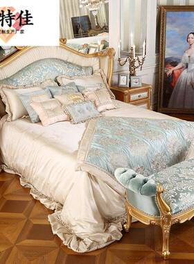 欧别式墅卧家具实木雕花布艺1PUB.8米主卧双人婚室床法公式主床轻