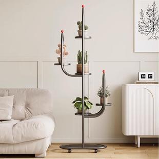 意花NQJ架子带万向可滑轮移动置物架地阳台客厅落创式 网红多层铁