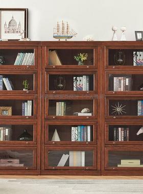 卧防尘实木家童玻璃门书柜书架儿储物柜室用落地组HIB合客厅收纳
