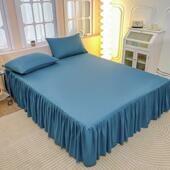 床床裙式 单件纯色床韩I0jt5KwN版 花边罩群套公主床保护罩儿童裙床