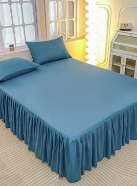 床床裙式单件纯色床韩I0jt5KwN版花边罩群套公主床保护罩儿童裙床