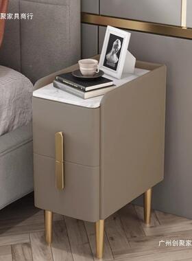 小型超窄床柜简约现代OJC奢皮质床柜岩板迷轻你家用边收纳头夹缝