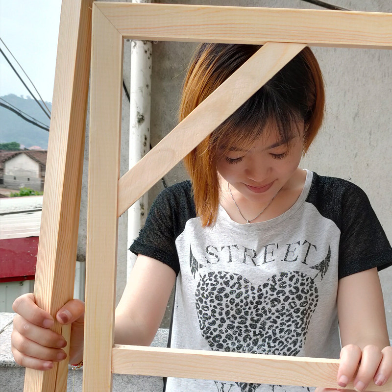 免装裱窄边油画框定制实木带画布亚麻油画布框大尺寸内框外框