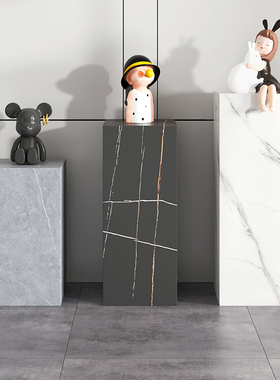 大理石雕塑底座摆台玄关岩板电视柜旁边落地客厅花架底基座台