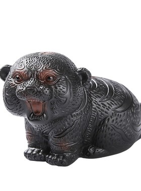 十二生肖虎家居装饰紫陶招财客厅办公室玄关酒柜桌面摆设茶宠