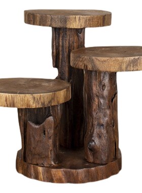 泰国实木雕刻个性复古办公书桌面多肉架异形阶梯阳台装饰花架