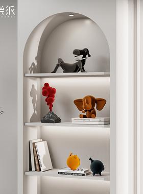 in风客厅展示柜电视柜高档样板间植绒装饰品软装摆设高级感