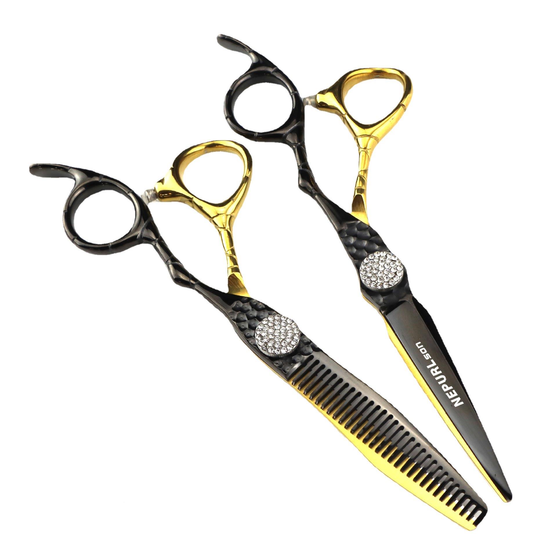 6.0寸FWT-0直5奈NEPURLSO普森黑金款满砖平剪剪美发剪牙剪