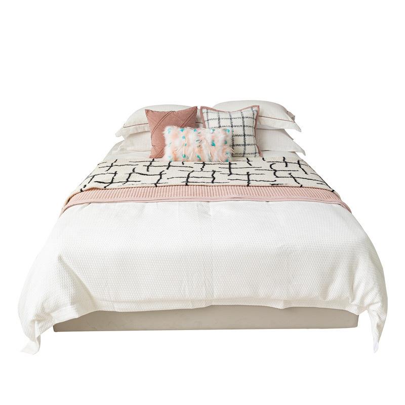 北欧is公主色抱枕n儿童CJI房样板间床尾旗靠粉枕床品四件套酒店床