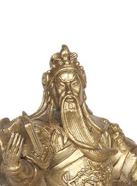 铜器铜坐关公看书关公阅读拿书摆件工艺品厂家