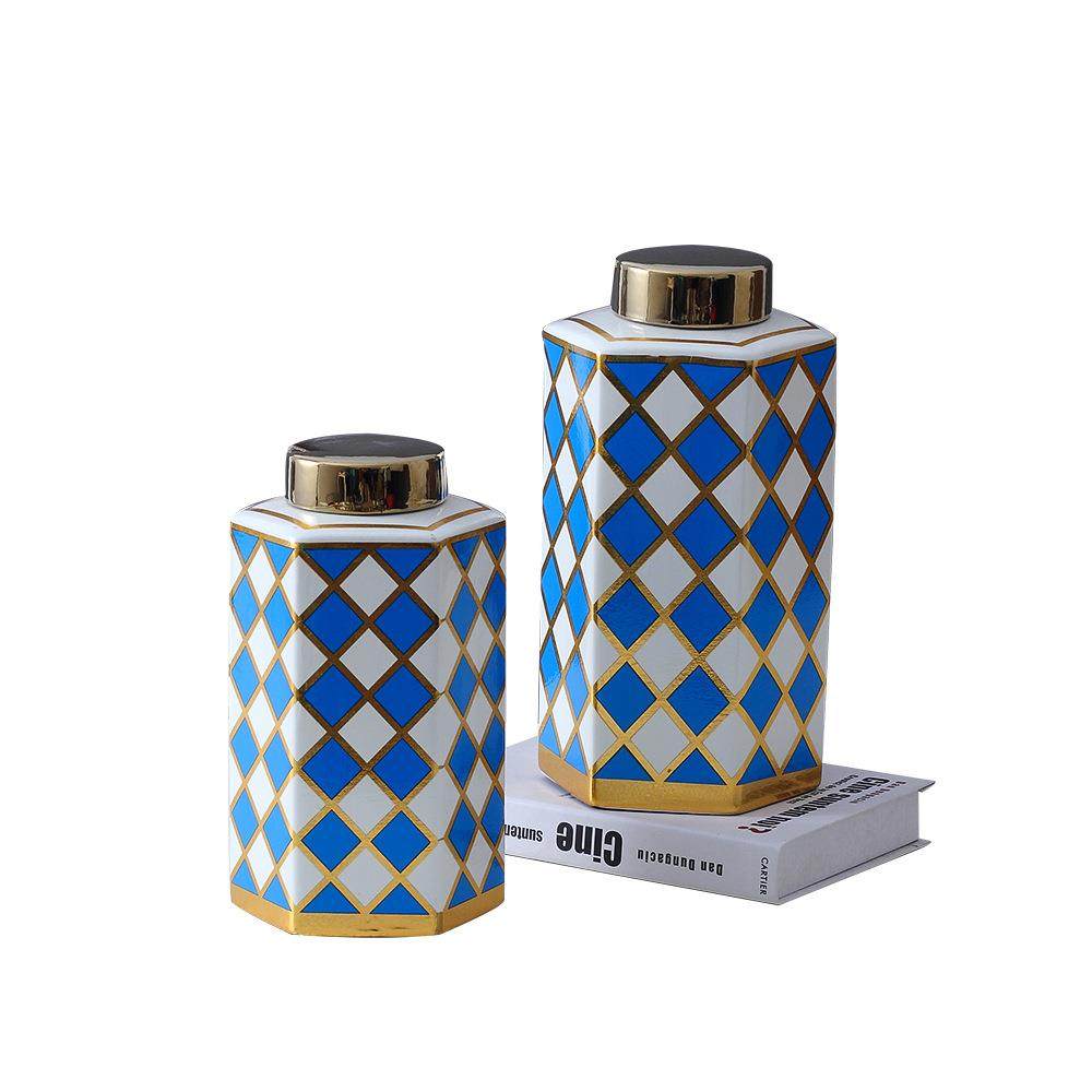 陶瓷六角瓶黑白格陶瓷罐储蓄罐现代简约陶瓷花瓶玄关家居办公摆件,橡塑材料及制品,工业陶瓷,淘宝优惠券,粉丝福利购,淘宝优惠卷