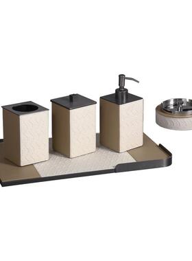 黄白拼接皮革家居装饰套装相框托盘纸巾盒烟灰缸配套橱窗装饰花瓶