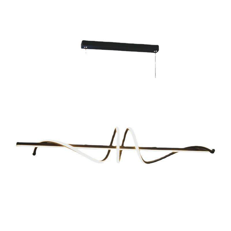 双绕设计师风格餐厅吊灯北欧现代简约长条吧台铝材线条灯极简