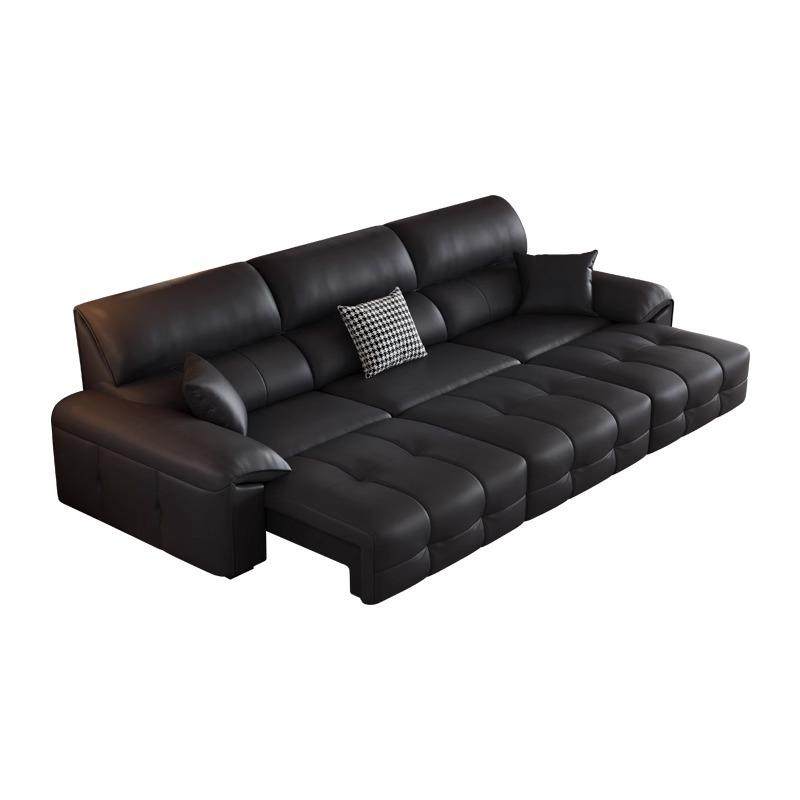 黑色真皮电动折叠沙发床多功能头层牛皮意式客厅双三人位两用沙发,住宅家具,功能沙发,淘宝优惠券,粉丝福利购,淘宝优惠卷