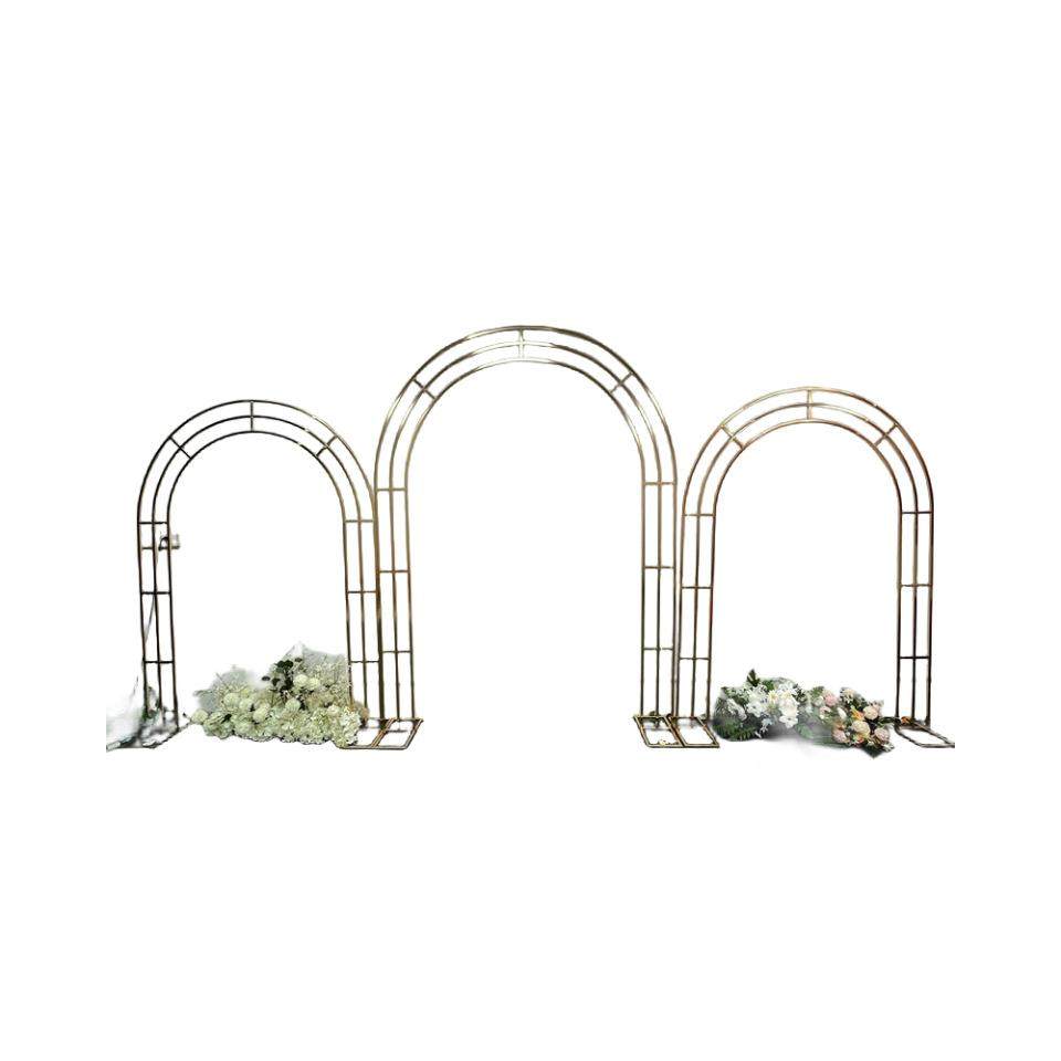 新款婚庆道具铁艺屏风婚礼舞台布置金色弧形架子迎宾区摆件背景架