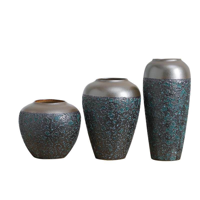 古铜绿景德镇复古粗陶瓷花瓶泡泡釉工艺餐桌客厅水培花器中式摆件,家居饰品,花瓶,淘宝优惠券,粉丝福利购,淘宝优惠卷