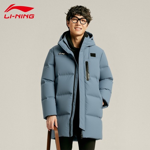 李宁红旗羽绒服男冬季新款连帽中款防风保暖休闲运动外套AYMV133