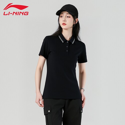 李宁短袖t恤女翻领POLO衫