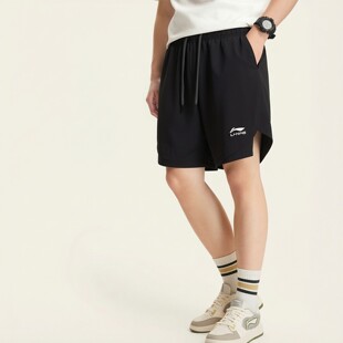 柔软舒适高弹透气紧身裤 短装 AKST863 男子夏季 李宁二合一运动短裤