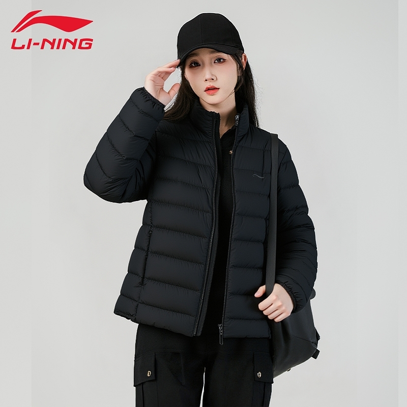 李宁短款羽绒服女冬季新款运动轻薄保暖外套休闲百搭上衣AYMU112