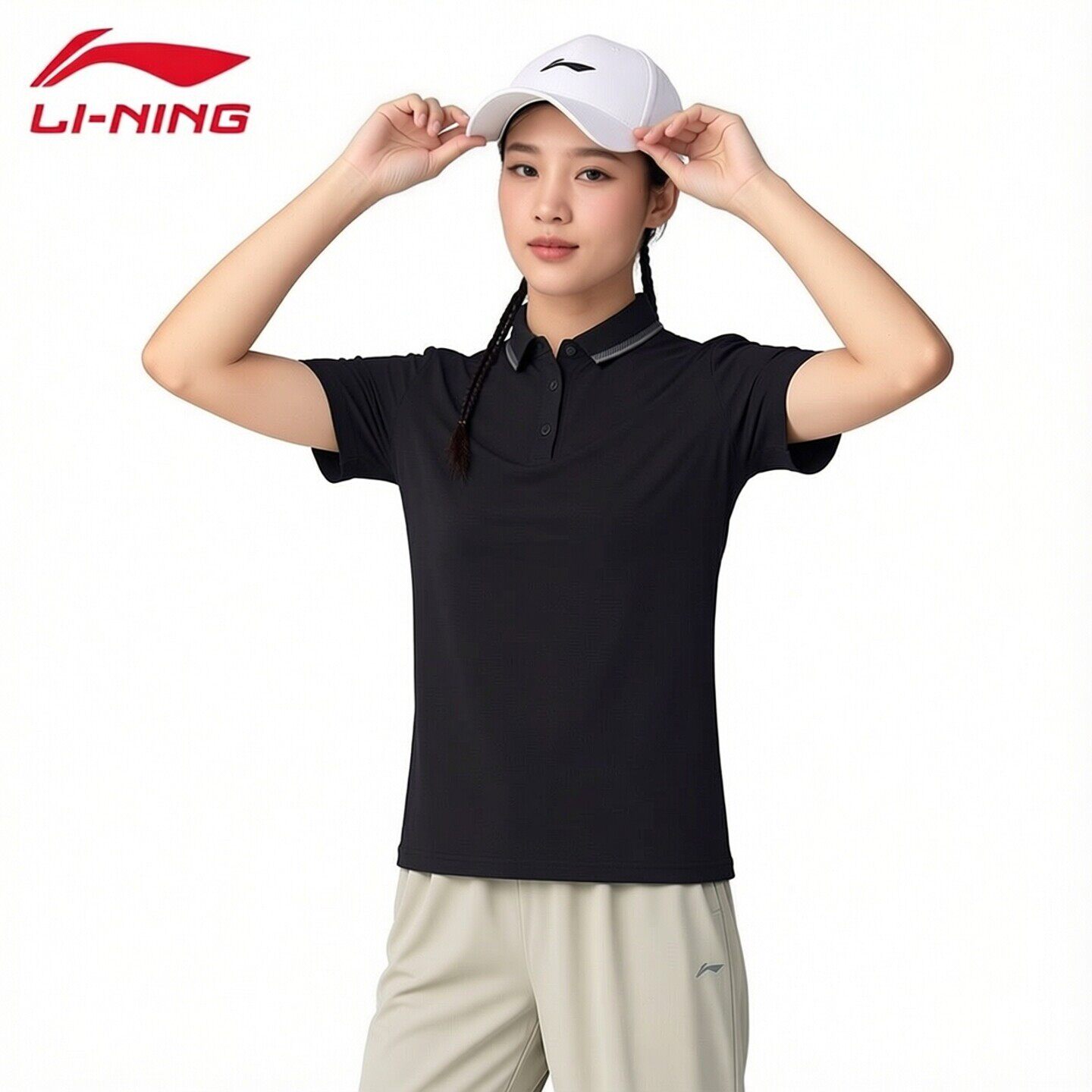 李宁速干polo衫女夏季新款短袖凉爽舒适翻领透气棉质亲肤t恤女士