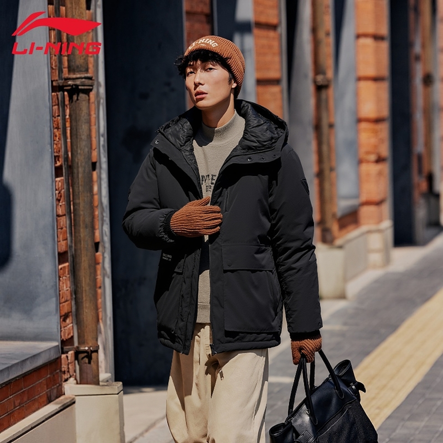 李宁2025冬季新款连帽短款羽绒服