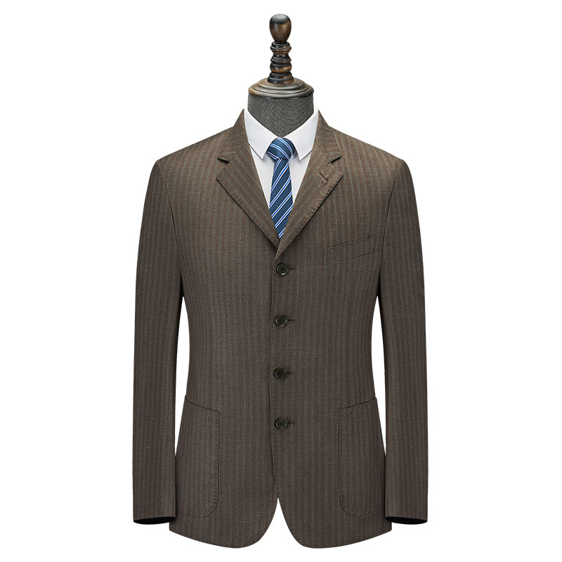 【吉家】毛料套装西服上衣商务休闲男士宽条纹羊毛西装外套