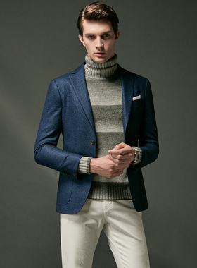 【意大利ANGELICO面料】吉家秋冬磨毛厚款男士便西装纯羊毛单西服