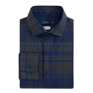 【意大利LEGGIUNO面料】吉家男士时尚长袖纯棉衬衫柔软保暖衬衣