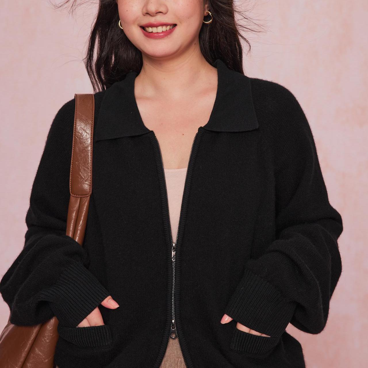 34三思大码女装 羊绒羊毛 拉链外套 超厚冬日外套 FW2412全码