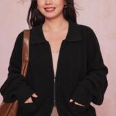 FW2412全码 34三思大码 拉链外套 超厚冬日外套 女装 羊绒羊毛