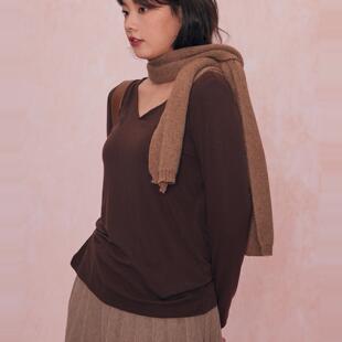 女装 FW2420全码 天丝羊毛 春秋冬莫兰迪配色 V领上衣 34三思大码
