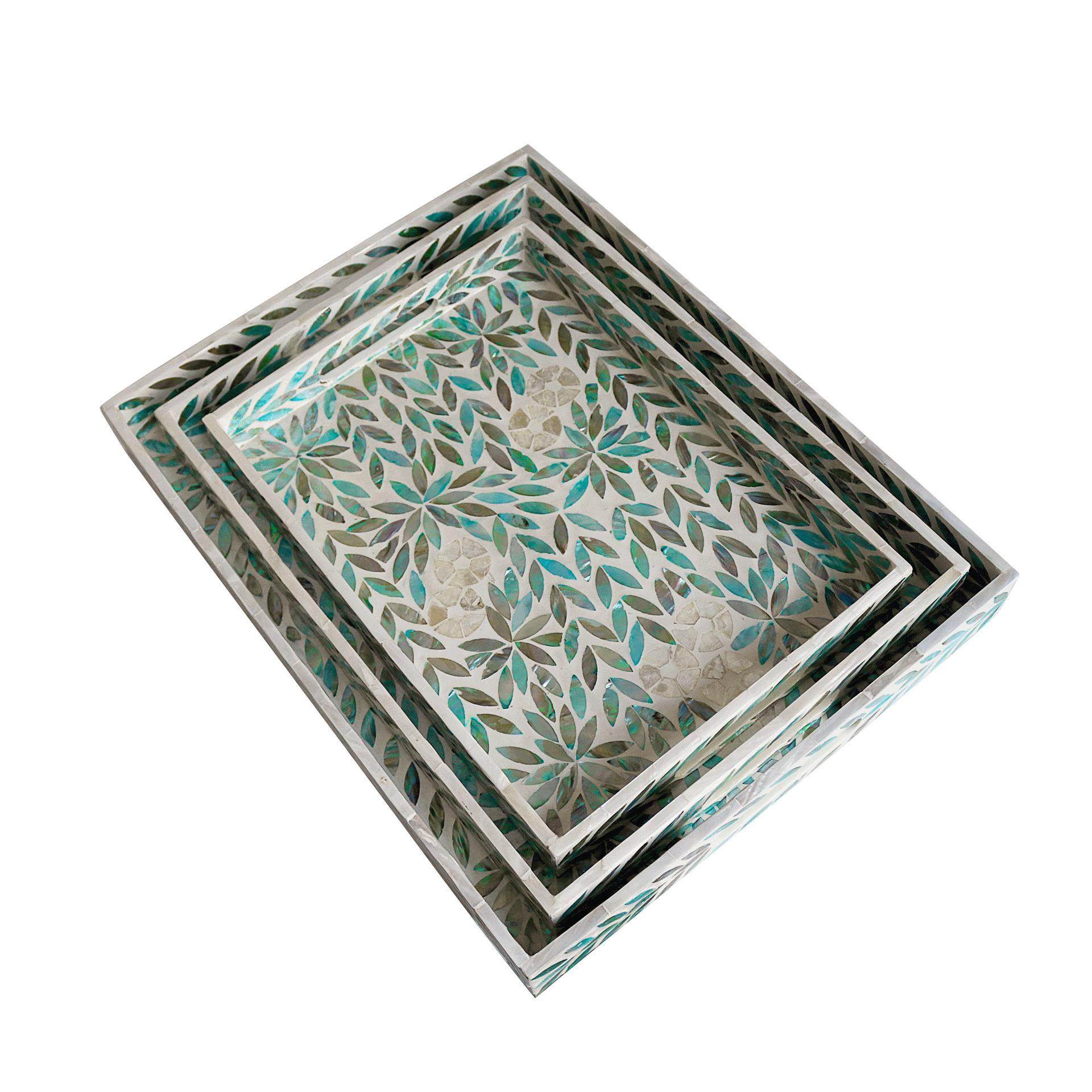 北欧ins彩贝壳收纳托盘家用长方形茶盘木制桌面样板间置物盘,家居饰品,香薰托盘,淘宝优惠券,粉丝福利购,淘宝优惠卷