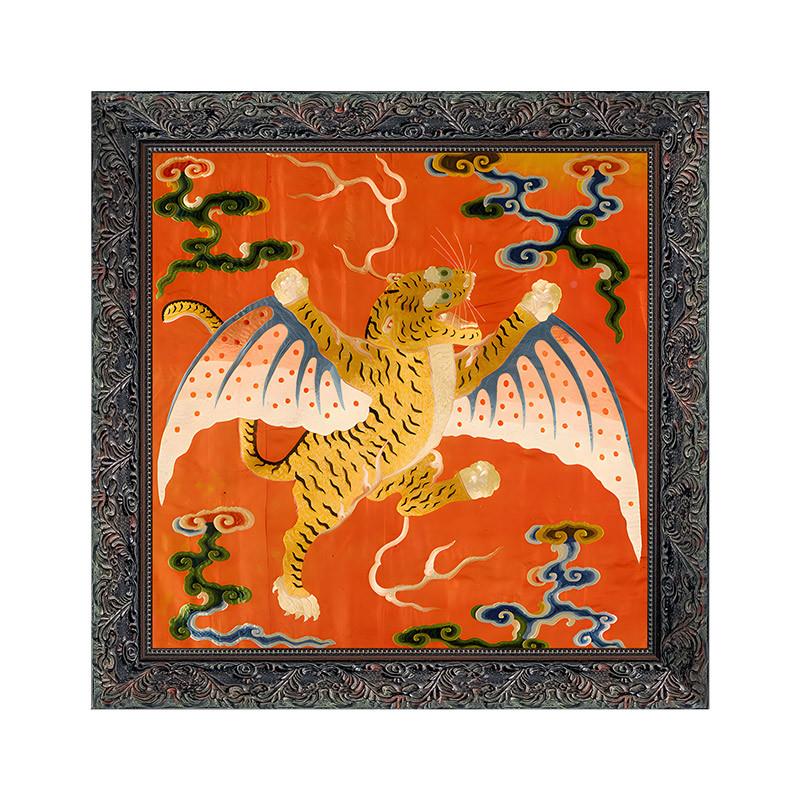 如虎翼欧式小轻奢众艺术复古装饰画中式厅卧B-359室沙客发背添景