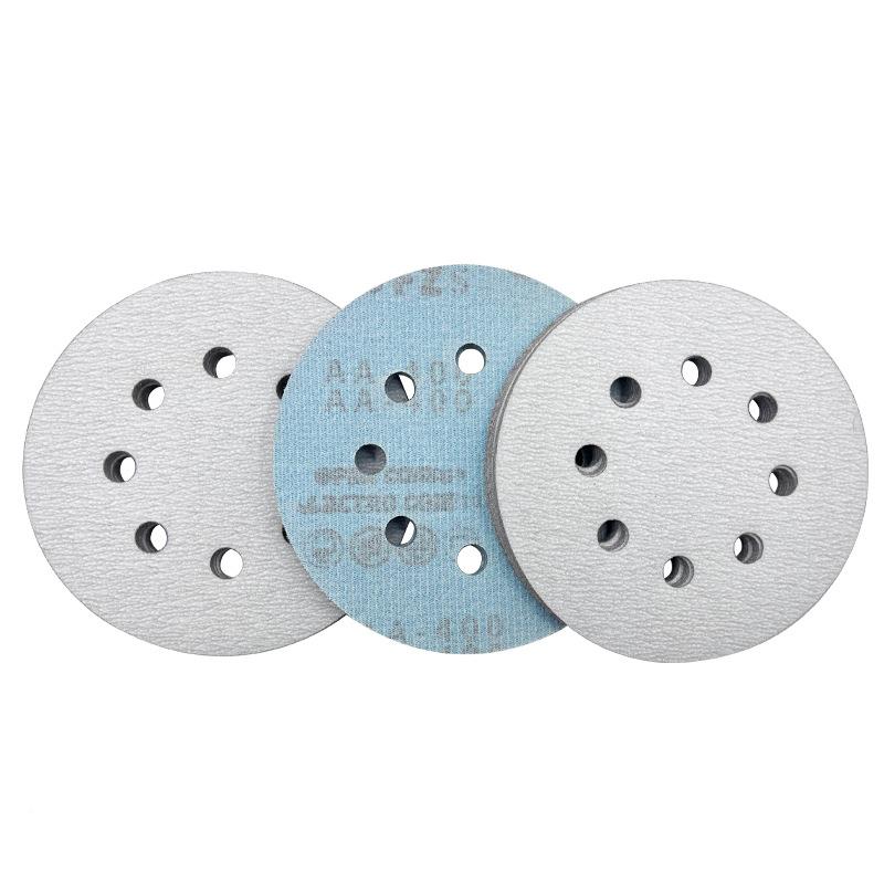 背5寸8孔植绒砂纸512mm绒圆盘砂纸金属打磨抛ZDD干光磨砂纸片自粘