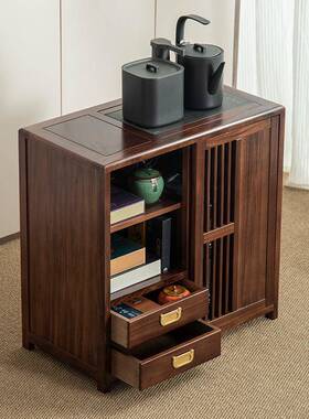 新中茶式实木壶茶水乌金38269木可移动柜小型烧水一体边几桌边柜