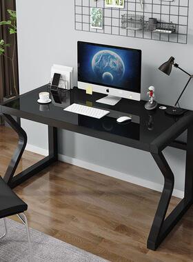 电脑桌钢15802玻璃台式家济用卧室电脑桌学子经型书桌简易加化固