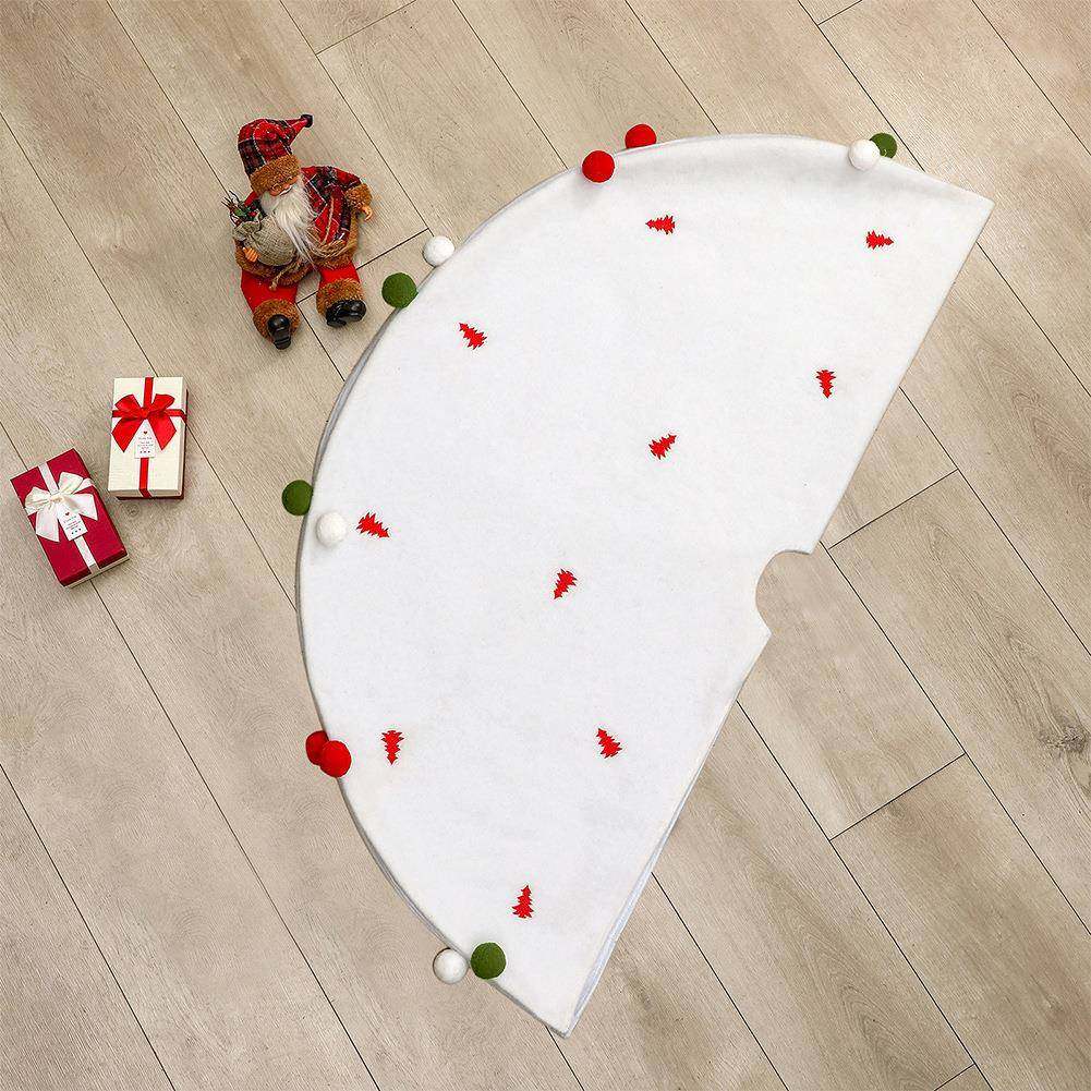 新款圣诞节色刺绣树白裙圣诞树底装饰围圣裙诞WEX节装日饰用品