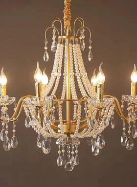 复法式水晶卧珍珠吊灯美式中古别墅客餐厅室式楼酒店ZZDD001新款