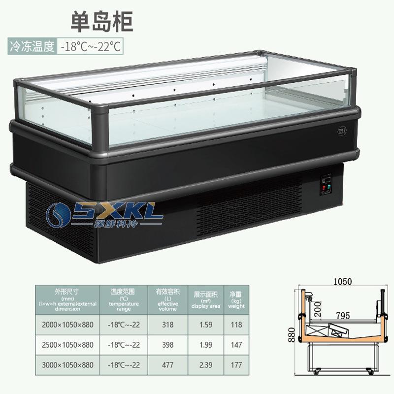 超市冷冻岛中央展示柜圆水饺汤速POL冻柜低温海鲜冻柜自动化霜岛
