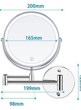 浴专用镜15585爆室款八英寸浴led化妆镜壁挂折叠梳妆酒店室卫生间