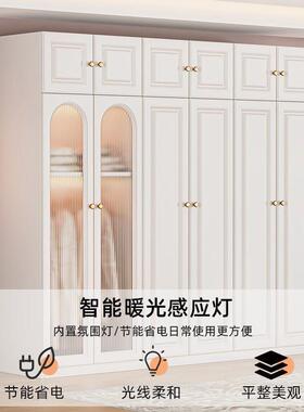 意式衣柜家用卧室轻奢子奶油风简易组装储物柜组合儿收86394大纳