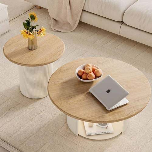 法式奶油风茶组合几猫窝储藏茶几木椭极圆形小茶几简小户实ZCK型