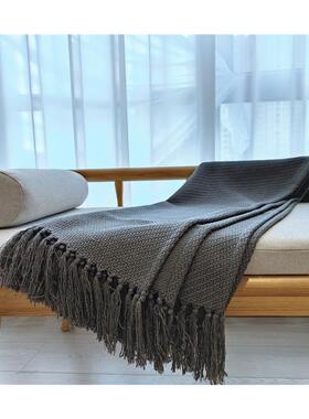 WYF769JJSTV厚深灰色样板房床0饰毯尾毯装床床旗床尾巾沙发搭毯搭