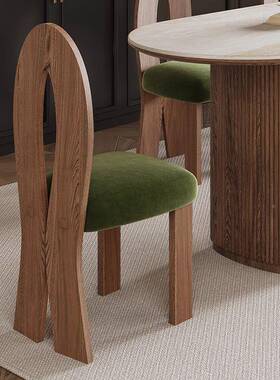 丹HIK梵斯法椅式餐复古餐椅实木子靠背椅子家用人鱼椅设计师椅椅